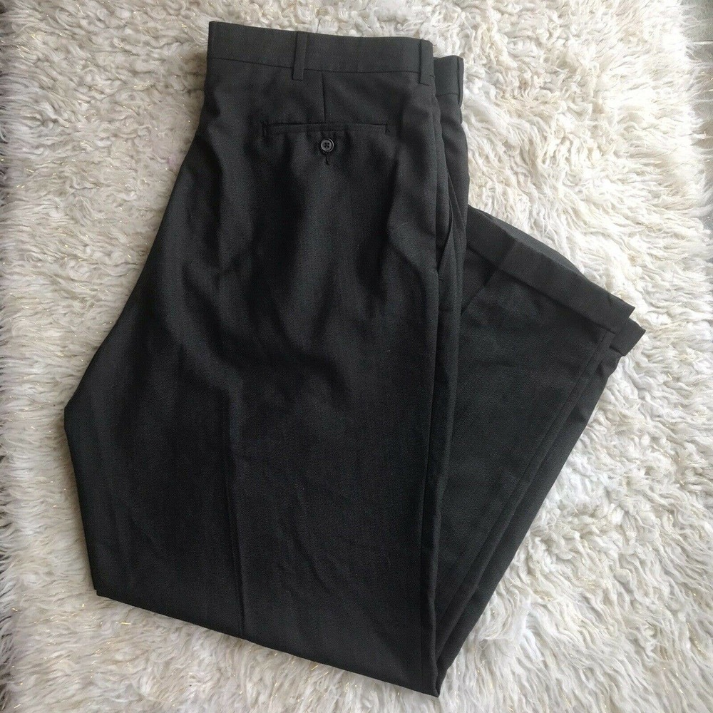 Savane Elements Dress Pants Womens Sz 16 Wool DuPont Teflon Black Career Vintage